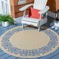 thumbnail image 1 of Safavieh Courtyard Ellie Oriental Indoor/Outdoor Area Rug, Natural/Blue, 5'3" x 5'3" Round, 1 of 9