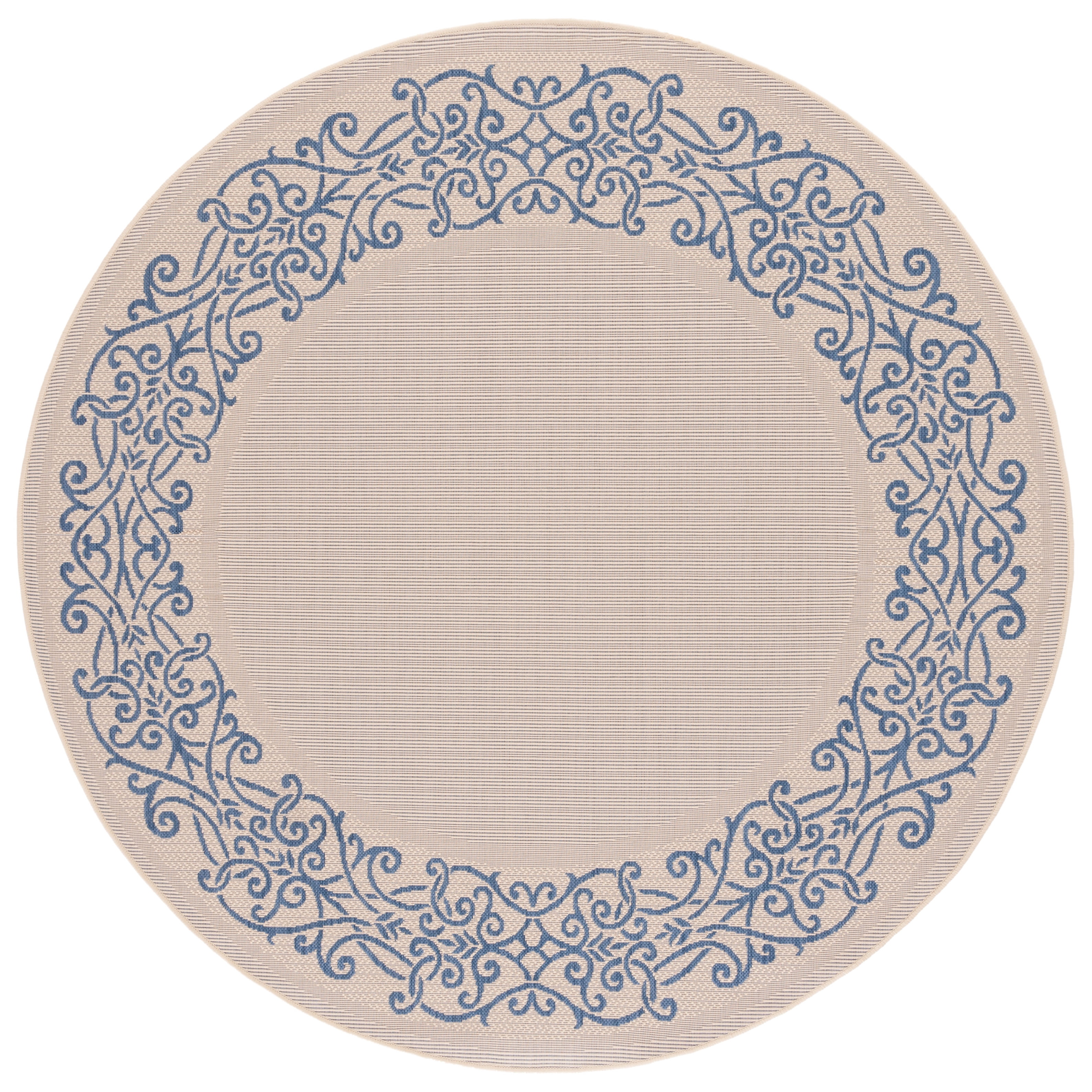 Safavieh Courtyard Ellie Oriental Indoor/Outdoor Area Rug, Natural/Blue, 6'7" x 6'7" Round