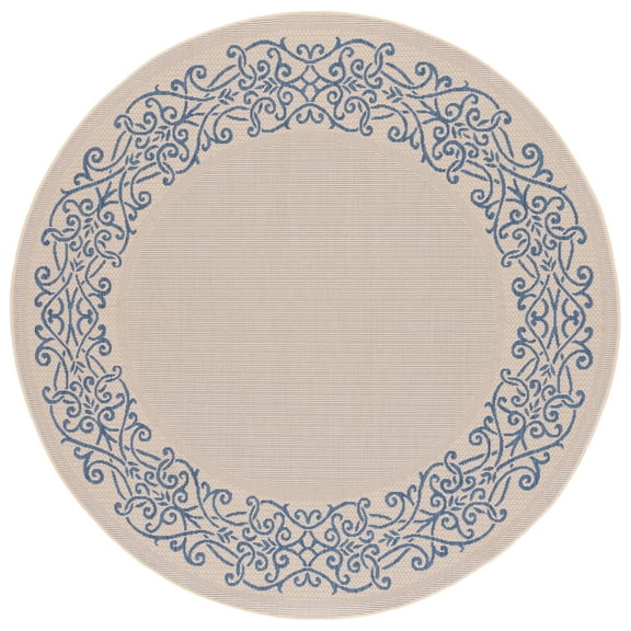 Safavieh Courtyard Ellie Oriental Indoor/Outdoor Area Rug, Natural/Blue, 6'7" x 6'7" Round