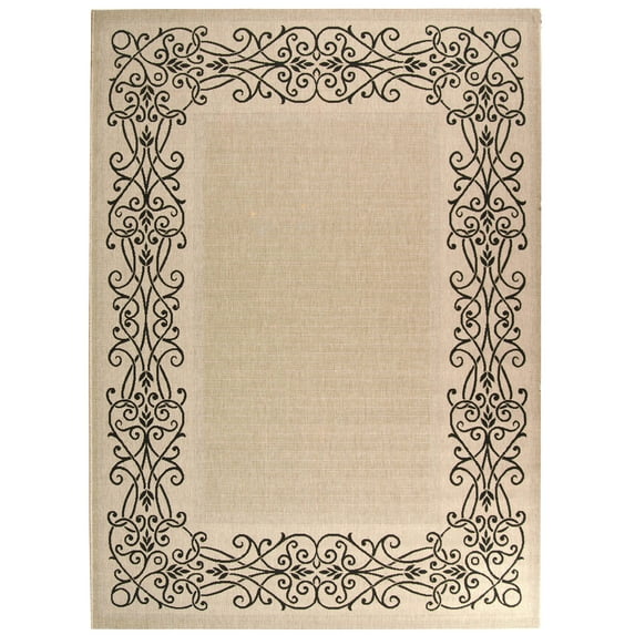 Safavieh Courtyard Ellie Oriental Indoor/Outdoor Area Rug, Sand/Black, 6'7" x 9'6"
