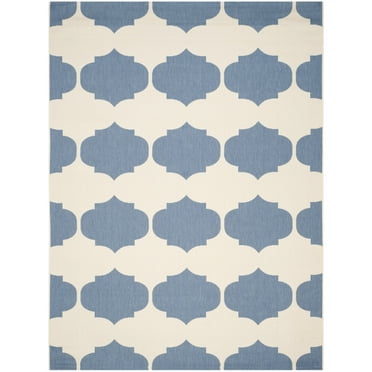 SAFAVIEH Courtyard Elwyn Geometric Indoor/Outdoor Area Rug, Beige/Blue, 8' x 11'