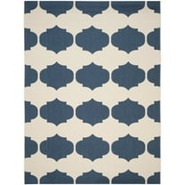 SAFAVIEH Courtyard Elwyn Geometric Indoor/Outdoor Area Rug, Beige/Navy, 6'7" x 9'6"