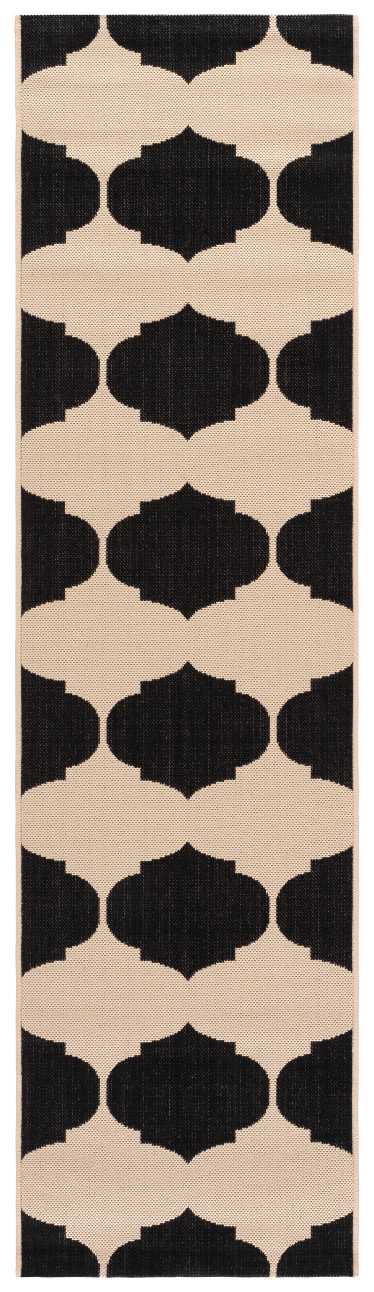 Safavieh Courtyard Elwyn Geometric Indoor/Outdoor Runner Rug, Beige/Black, 2'3" x 8'
