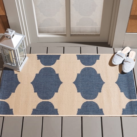 Safavieh Courtyard Elwyn Geometric Indoor/Outdoor Area Rug, Beige/Blue, 2'7" x 5'