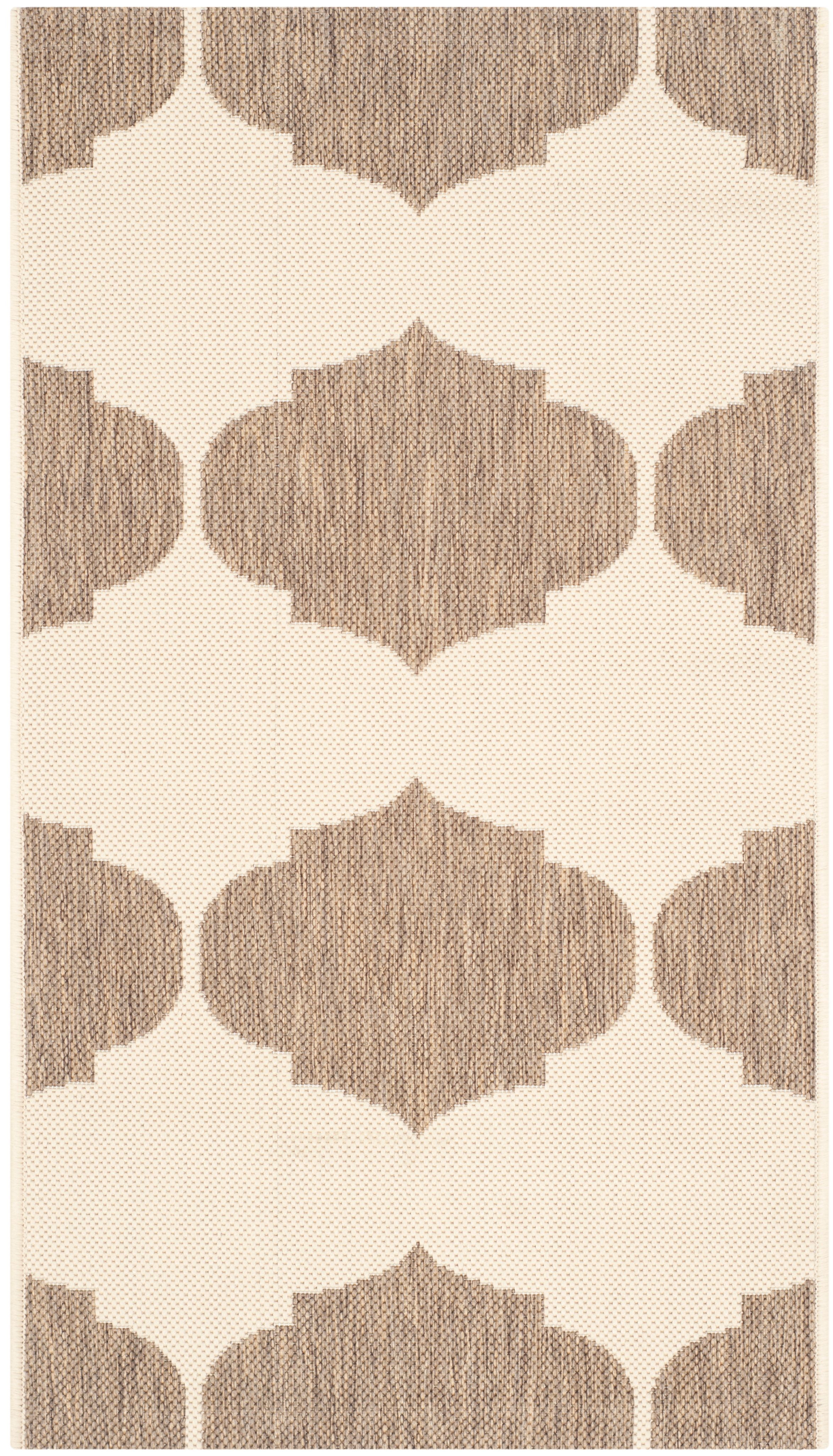 Beige and Brown Geometric Flat Woven Indoor/Outdoor Rug