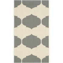 SAFAVIEH Courtyard Elwyn Geometric Trellis Indoor/Outdoor Area Rug, 2' x 3'7", Beige/Anthracite