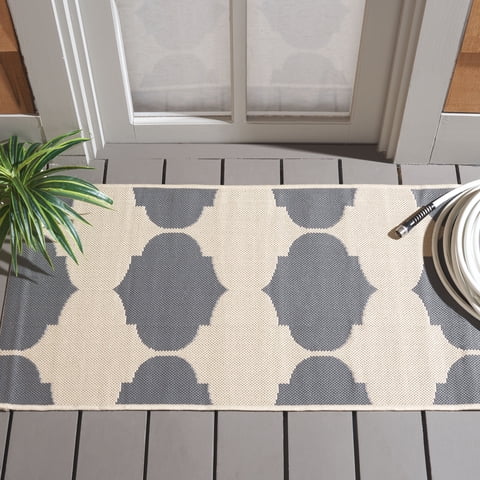 Safavieh Courtyard Elwyn Geometric Indoor/Outdoor Area Rug, Beige/Anthracite, 2' x 3'7"