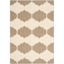 SAFAVIEH Courtyard Elwyn Geometric Trellis Indoor/Outdoor Area Rug, 4' x 5'7", Beige/Brown