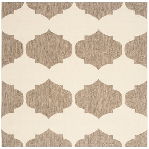 Safavieh Courtyard Elwyn Geometric Indoor/Outdoor Area Rug, Beige/Brown, 5'3" x 5'3" Square