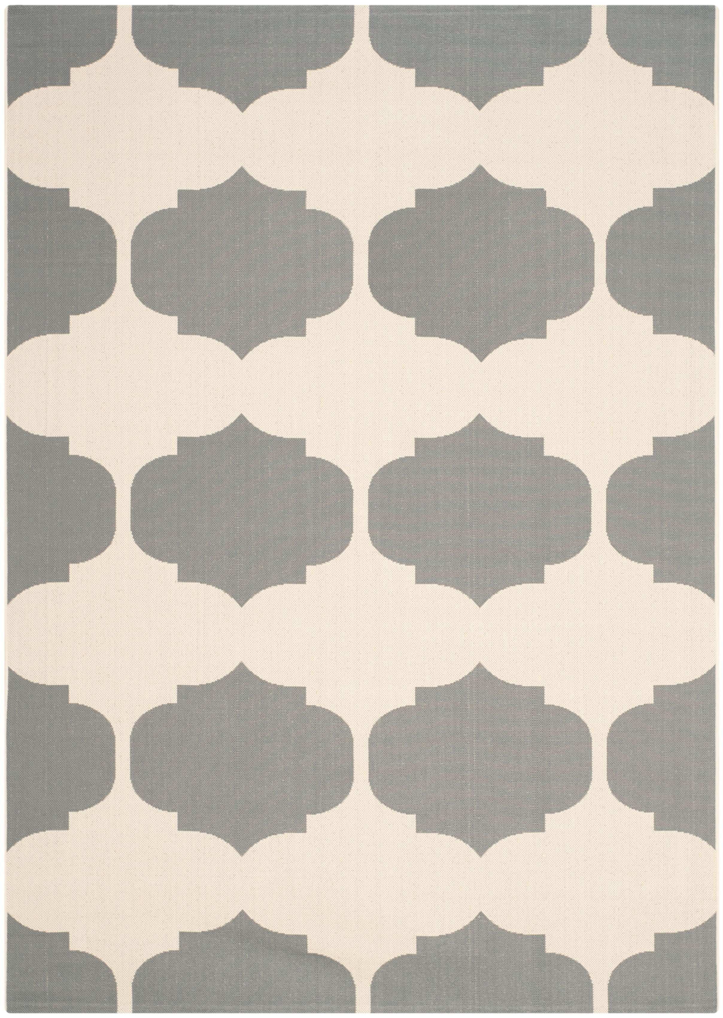 Beige Anthracite Easy-Care Synthetic 5'3" x 7'7" Indoor/Outdoor Rug