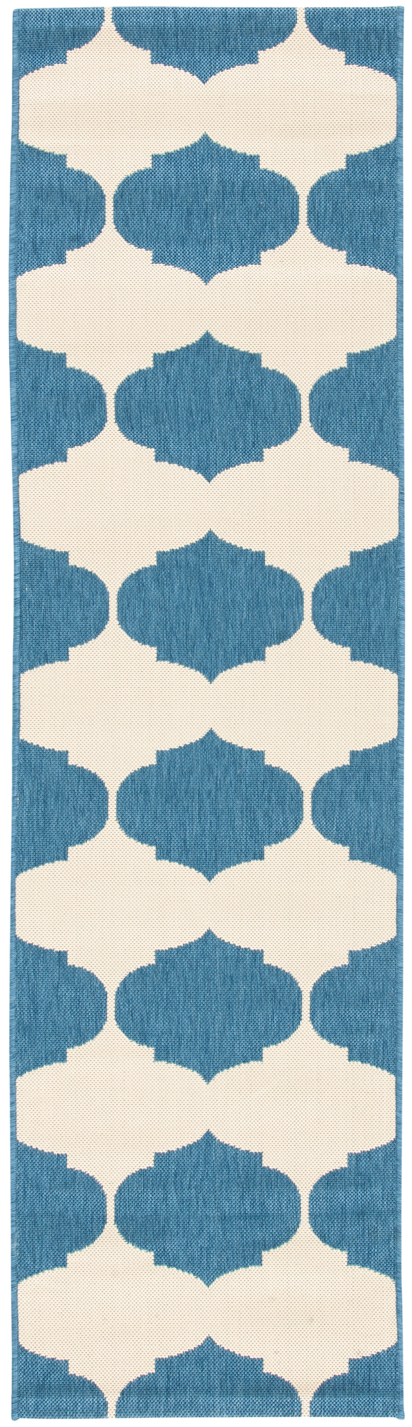 Safavieh Courtyard Elwyn Geometric Indoor/Outdoor Runner Rug, Beige/Blue, 2'3" x 8'