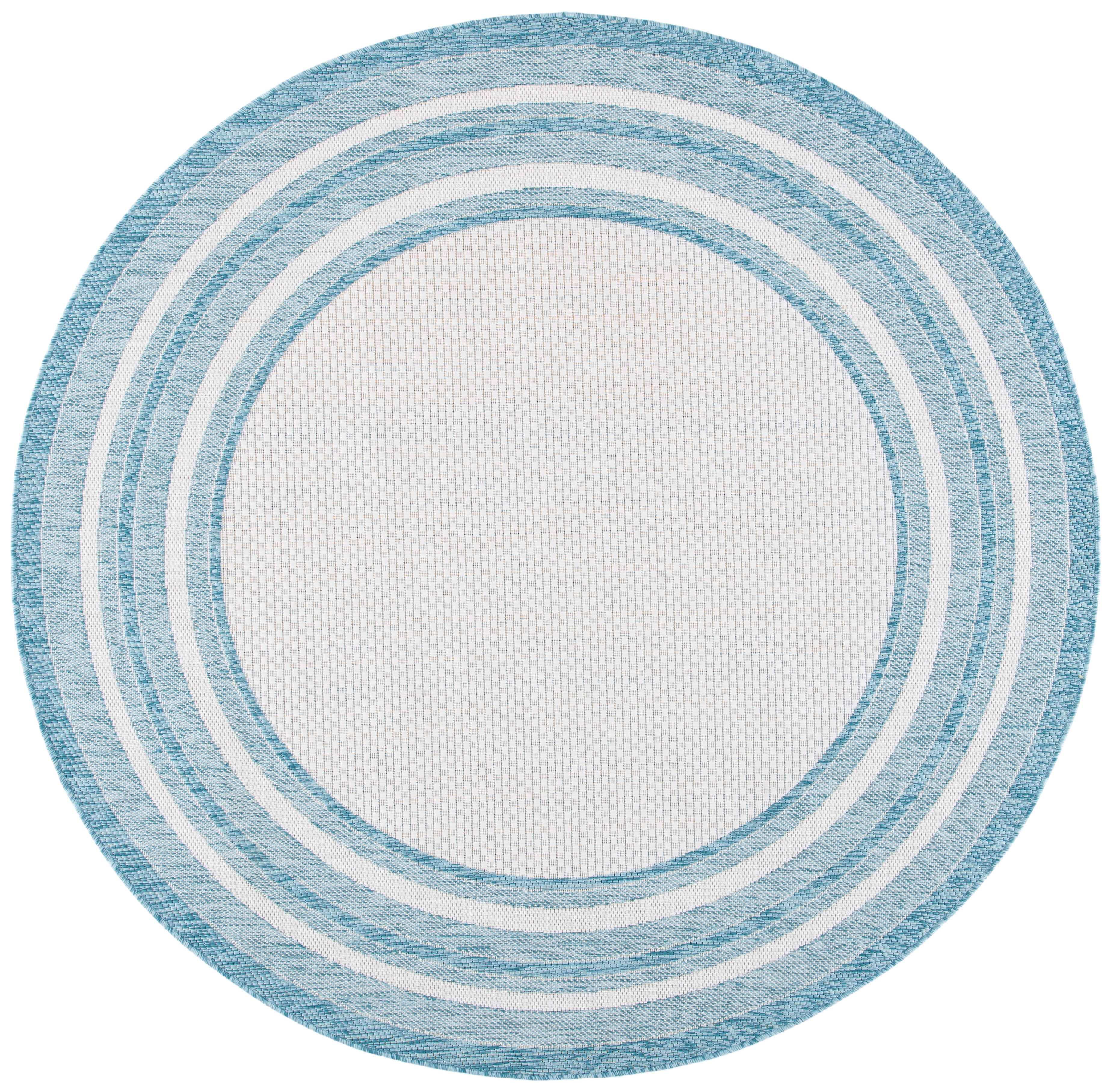 Safavieh Courtyard Ercan Bordered Indoor/Outdoor Area Rug, Ivory/Aqua, 9' x 9' Round
