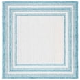 thumbnail image 1 of Safavieh Courtyard Ercan Bordered Indoor/Outdoor Area Rug, Ivory/Aqua, 9' x 9' Square, 1 of 16