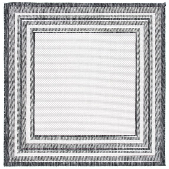 Safavieh Courtyard Ercan Bordered Indoor/Outdoor Area Rug, Ivory/Black, 10' x 10' Square