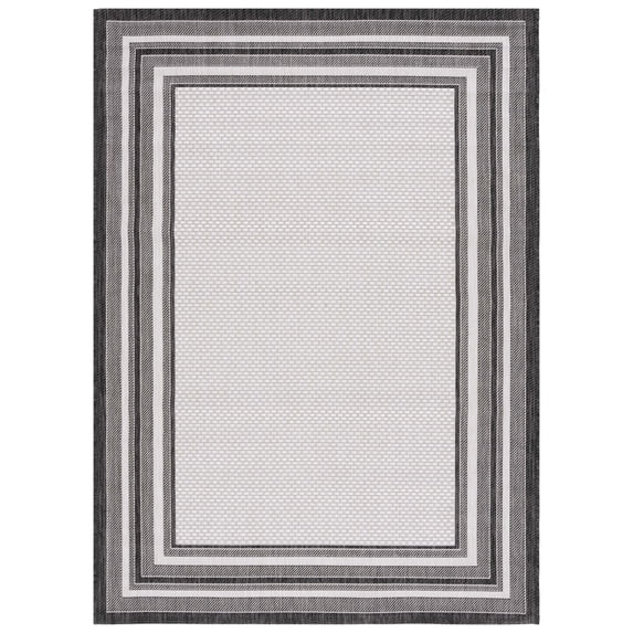 Safavieh Courtyard Ercan Bordered Indoor/Outdoor Area Rug, Ivory/Black, 10' x 14'