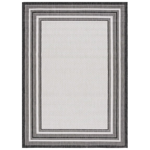 SAFAVIEH Courtyard Ercan Bordered Indoor/Outdoor Area Rug, Ivory/Black, 2' x 3'7"