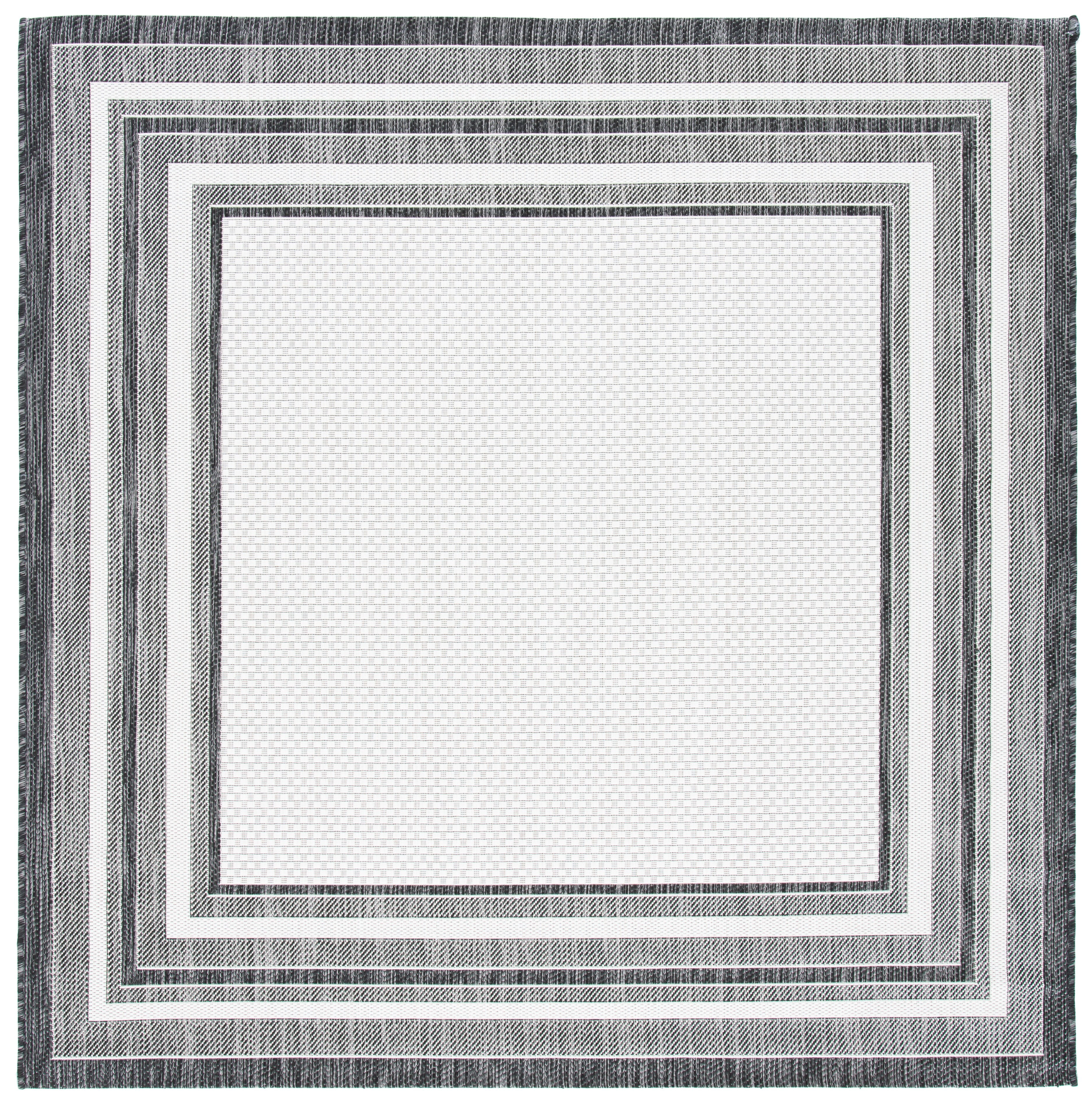 Safavieh Courtyard Ercan Bordered Indoor/Outdoor Area Rug, Ivory/Black, 4' x 4' Square