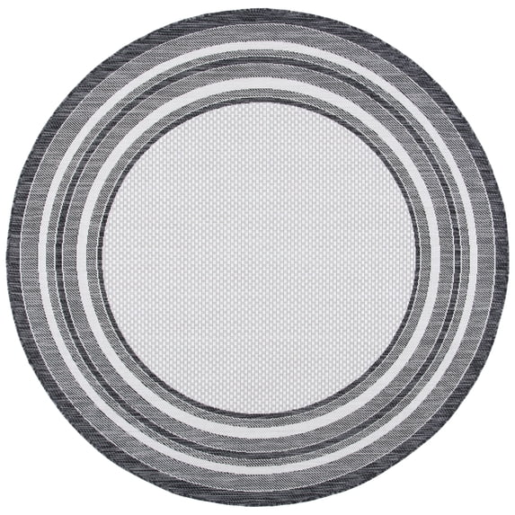 Safavieh Courtyard Ercan Bordered Indoor/Outdoor Area Rug, Ivory/Black, 7'10" x 7'10" Round