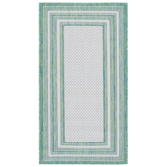 Safavieh Courtyard Ercan Bordered Indoor/Outdoor Area Rug, Ivory/Green, 2'7" x 5'