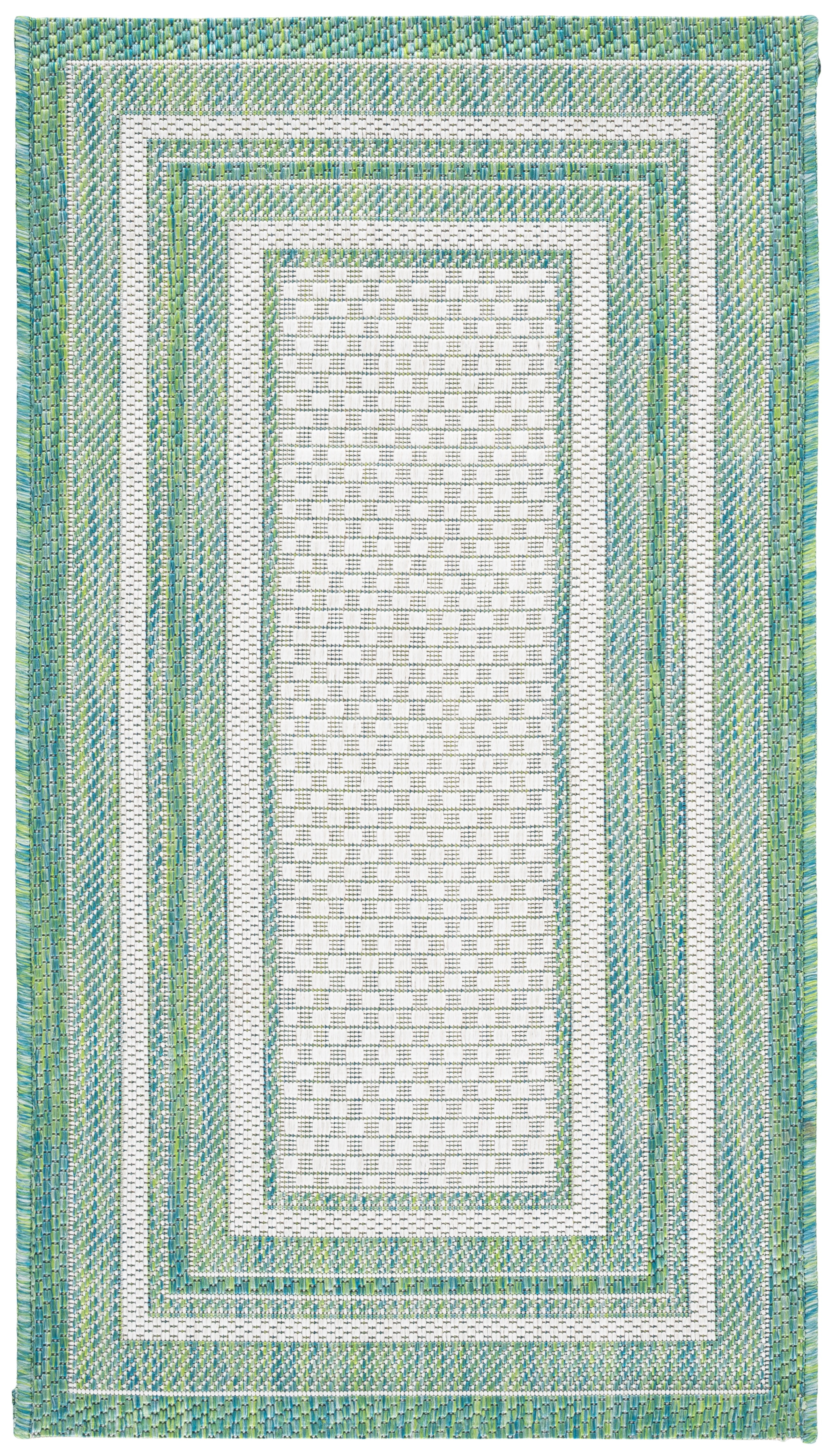 Safavieh Courtyard Ercan Bordered Indoor/Outdoor Area Rug, Ivory/Green, 2' x 3'7"