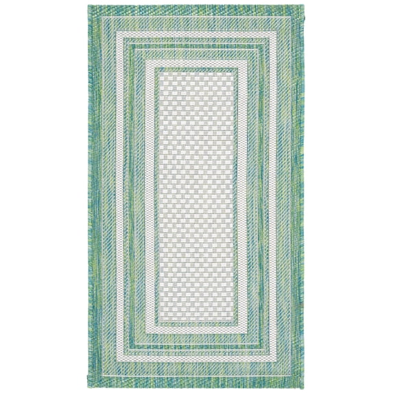 Safavieh Courtyard Ercan Bordered Indoor/Outdoor Area Rug, Ivory/Green, 2' x 3'7"