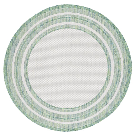 Safavieh Courtyard Ercan Bordered Indoor/Outdoor Area Rug, Ivory/Green, 4' x 4' Round