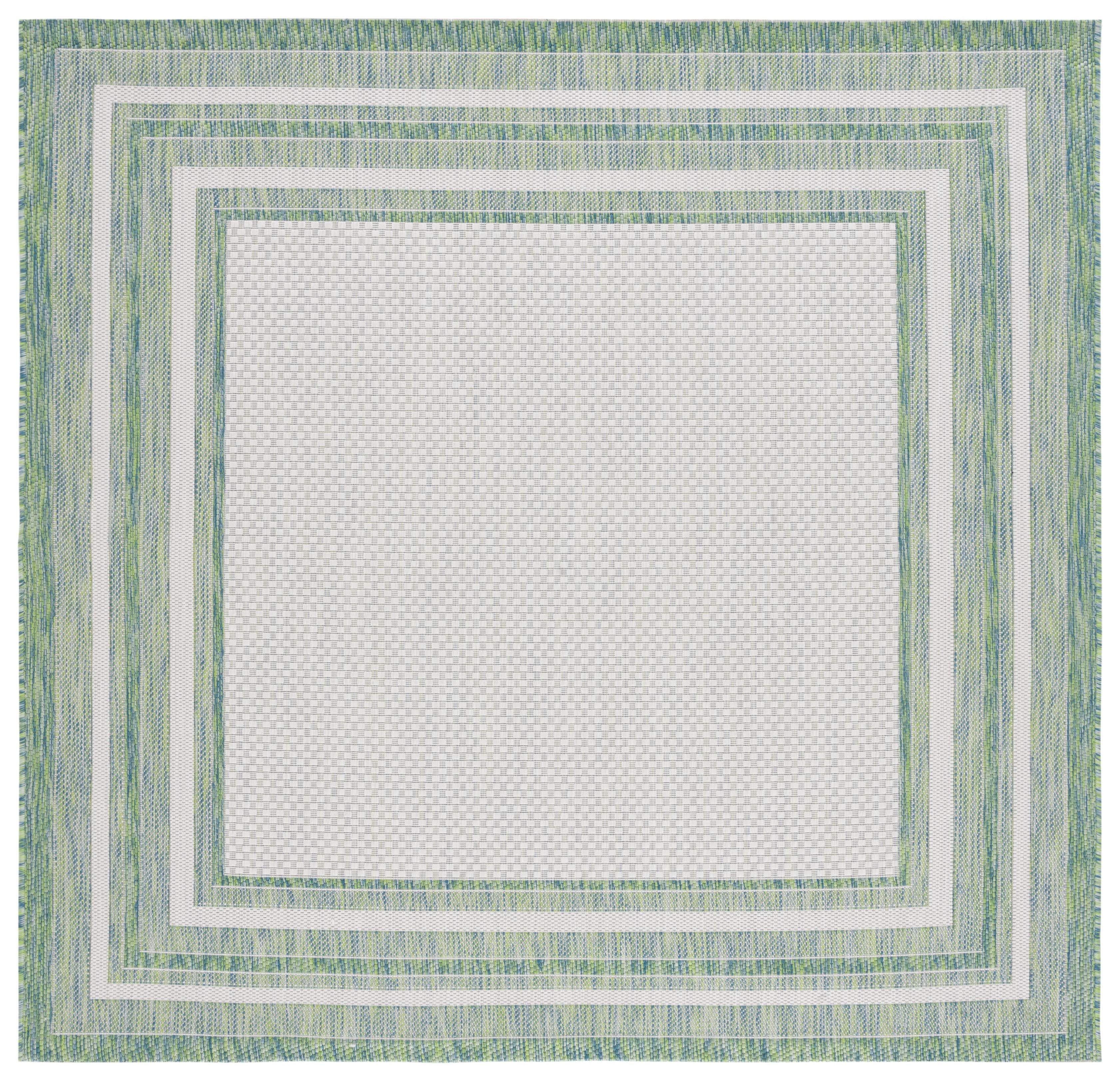 Safavieh Courtyard Ercan Bordered Indoor/Outdoor Area Rug, Ivory/Green, 5'3" x 5'3" Square