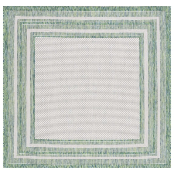 Safavieh Courtyard Ercan Bordered Indoor/Outdoor Area Rug, Ivory/Green, 6'7" x 6'7" Square
