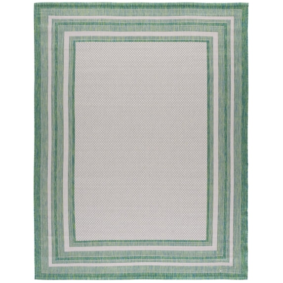 Safavieh Courtyard Ercan Bordered Indoor/Outdoor Area Rug, Ivory/Green, 9' x 12'