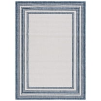 SAFAVIEH Courtyard Ercan Bordered Indoor/Outdoor Area Rug, Ivory/Navy, 2' x 3'7"