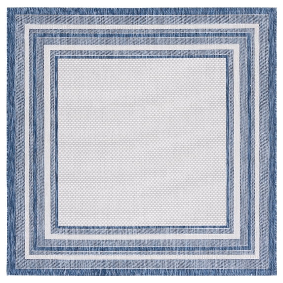 Safavieh Courtyard Ercan Bordered Indoor/Outdoor Area Rug, Ivory/Navy, 5'3" x 5'3" Square