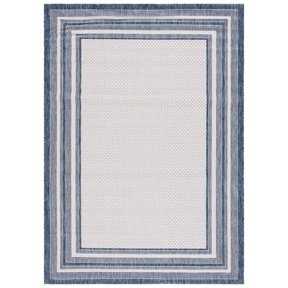 Safavieh Courtyard Ercan Bordered Indoor/Outdoor Area Rug, Ivory/Navy, 8' x 10'