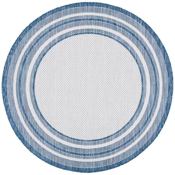 Safavieh Courtyard Ercan Bordered Indoor/Outdoor Area Rug, Ivory/Navy, 9' x 9' Round