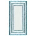 thumbnail image 1 of Safavieh Courtyard Ercan Bordered Indoor/Outdoor Area Rug, Ivory/Teal, 2'7" x 5', 1 of 16