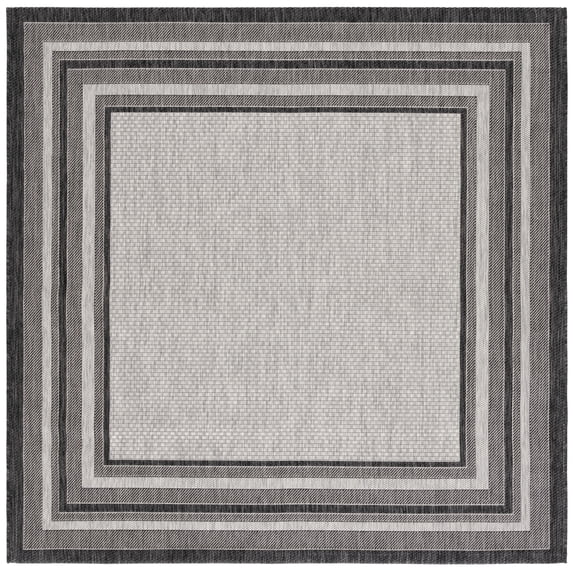 Safavieh Courtyard Ercan Bordered Indoor/Outdoor Area Rug, Light Gray/Black, 10' x 10' Square