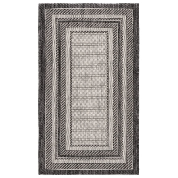 Safavieh Courtyard Ercan Bordered Indoor/Outdoor Area Rug, Light Gray/Black, 2'3" x 4'