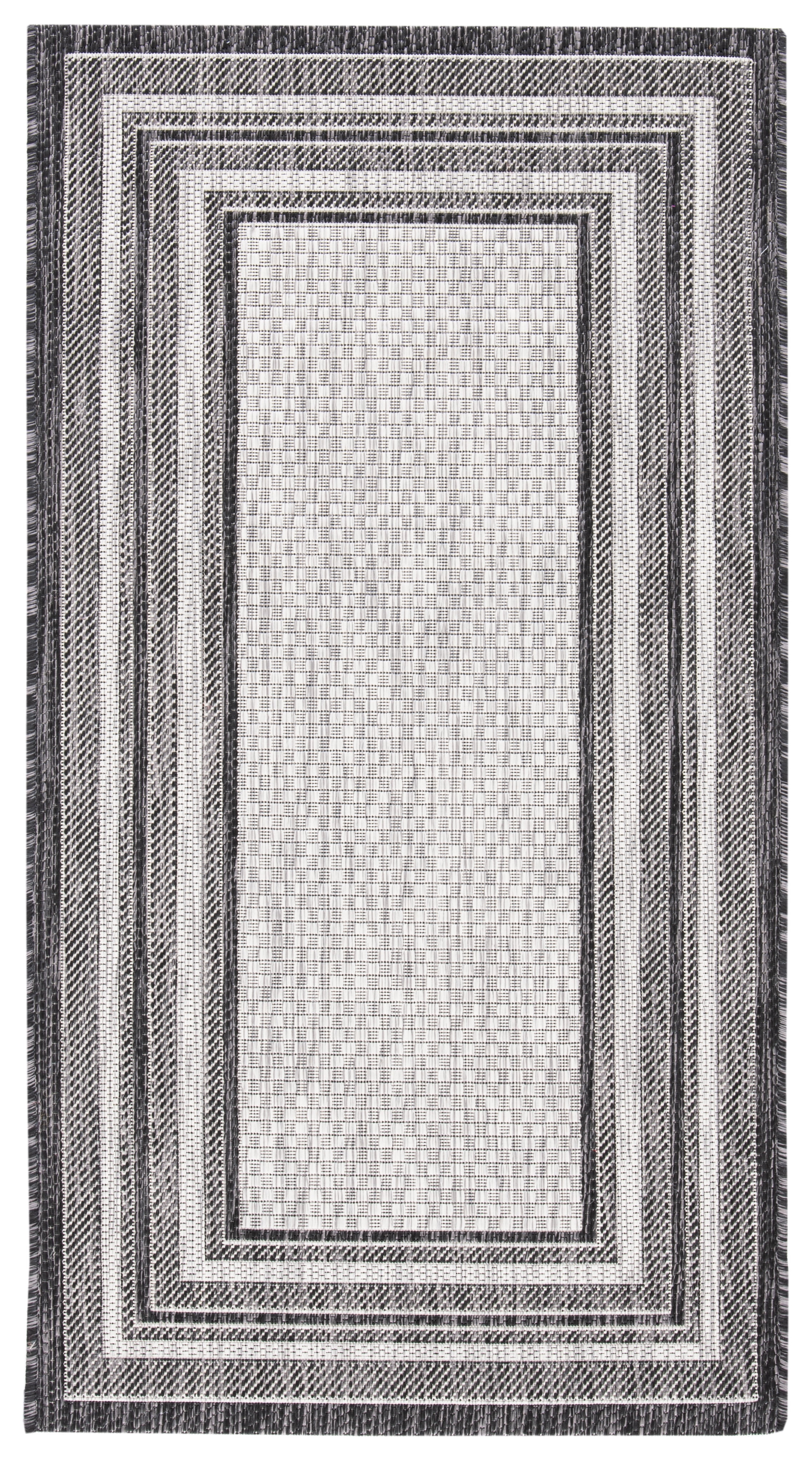 Safavieh Courtyard Ercan Bordered Indoor/Outdoor Area Rug, Light Gray/Black, 2'7" x 5'