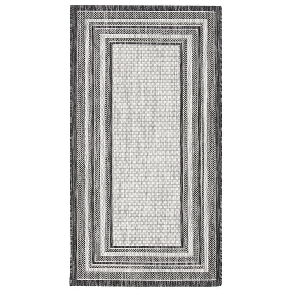 Safavieh Courtyard Ercan Bordered Indoor/Outdoor Area Rug, Light Gray/Black, 2'7" x 5'