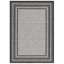 SAFAVIEH Courtyard Ercan Bordered Indoor/Outdoor Area Rug, Light Grey/Black, 2' x 3'7"