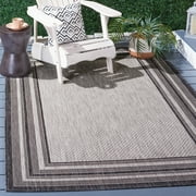 Safavieh Courtyard Ercan Bordered Indoor/Outdoor Area Rug, Light Gray/Black, 4' x 5'7"