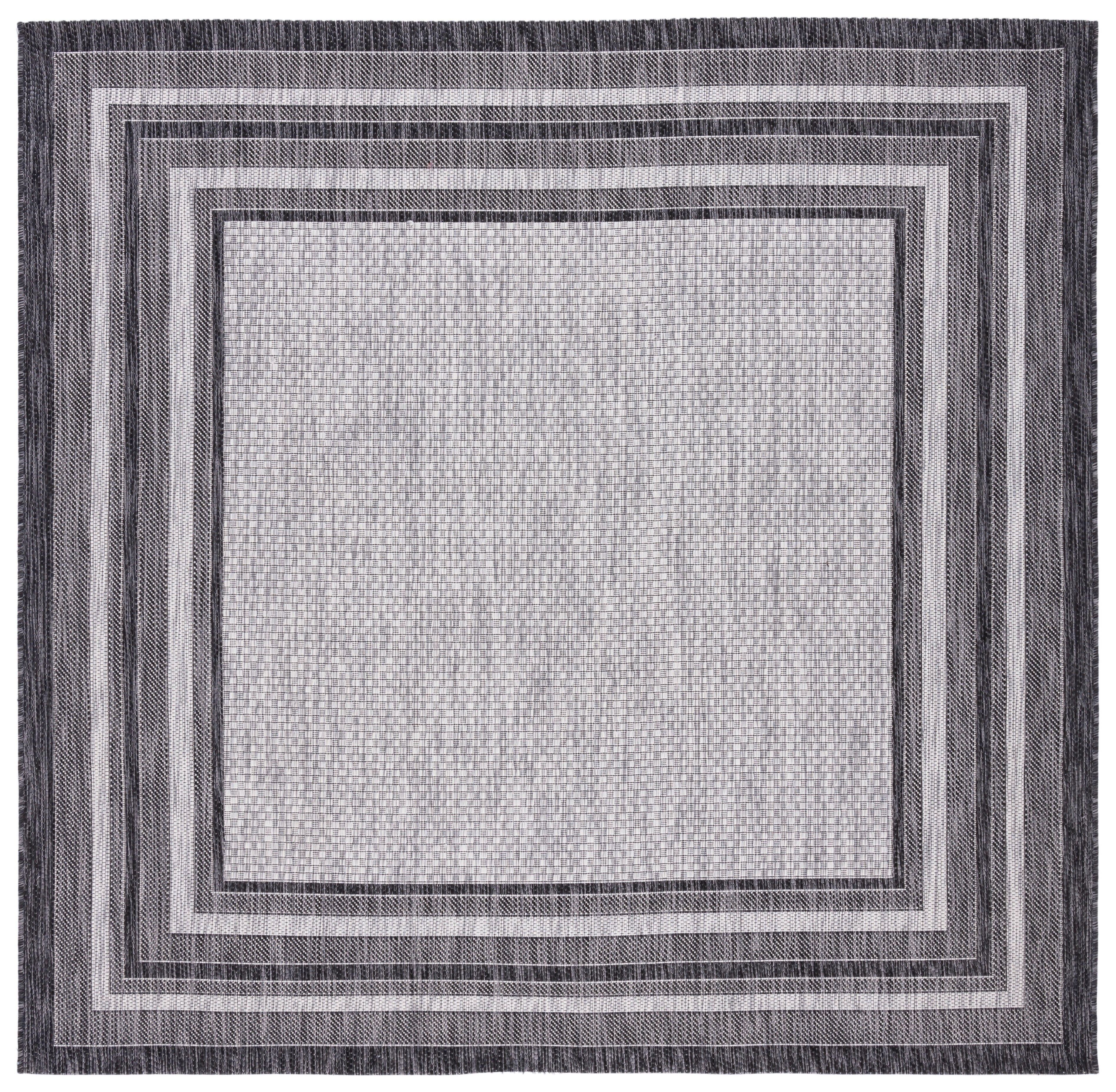 Reversible Light Grey/Black Synthetic Square Rug - Easy Care, Stain-Resistant