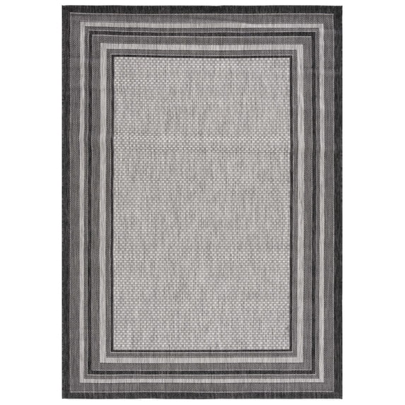 Safavieh Courtyard Ercan Bordered Indoor/Outdoor Area Rug, Light Gray/Black, 8' x 10'
