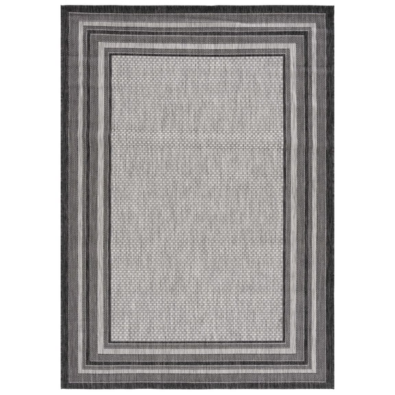 Safavieh Courtyard Ercan Bordered Indoor/Outdoor Area Rug, Light Gray/Black, 8' x 10'