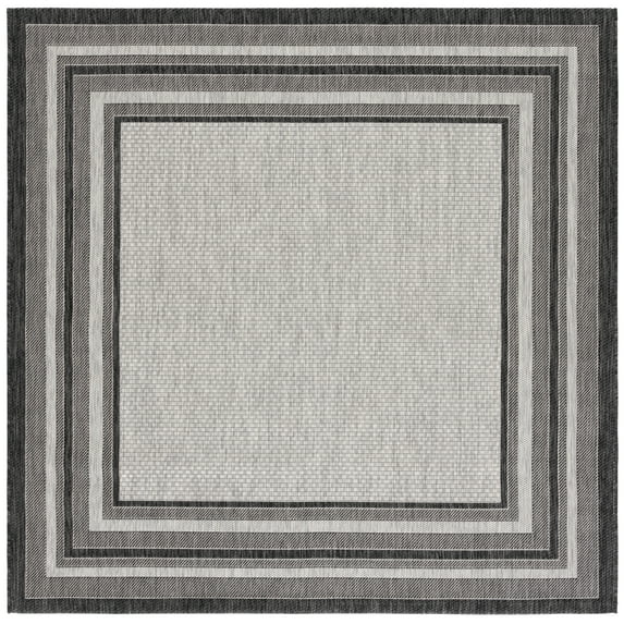 Safavieh Courtyard Ercan Bordered Indoor/Outdoor Area Rug, Light Gray/Black, 9' x 9' Square