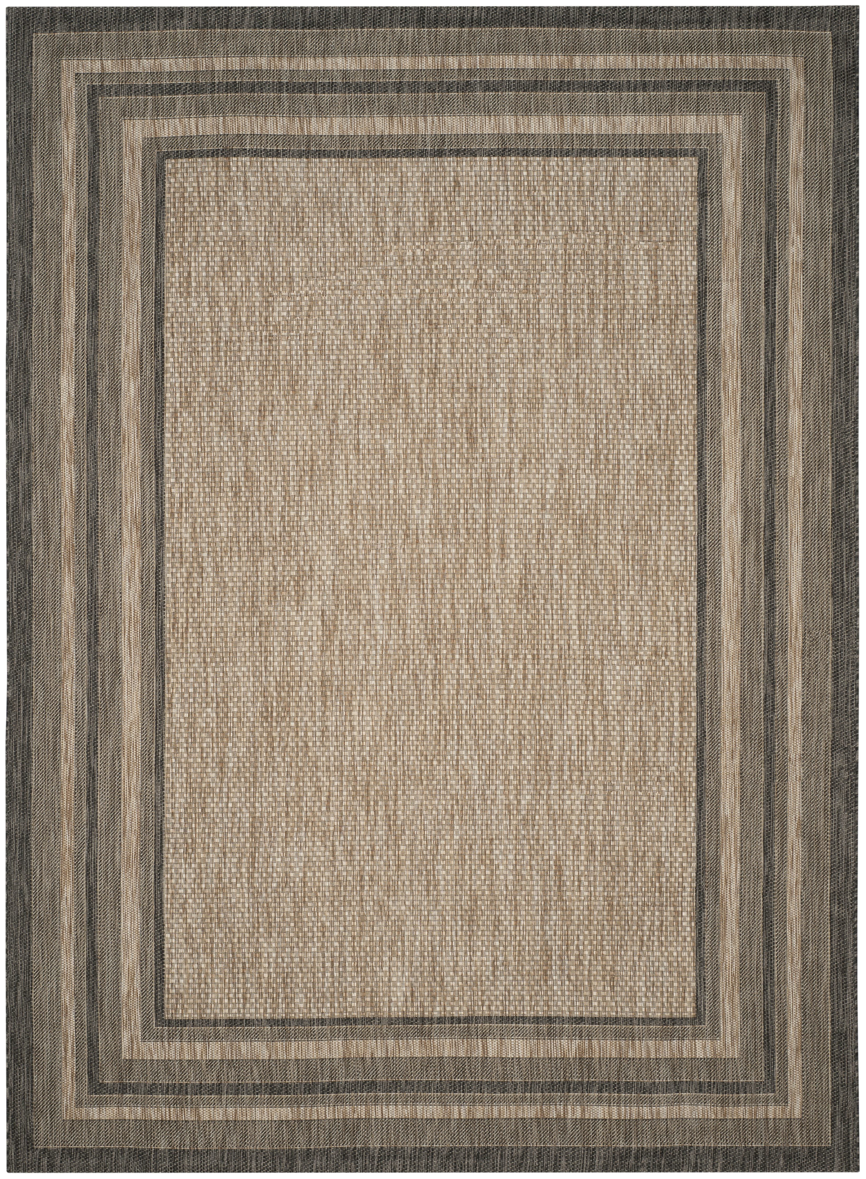 Natural and Black Synthetic Indoor/Outdoor Area Rug, 10' x 14'