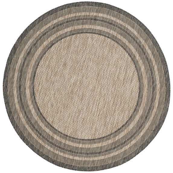 Safavieh Courtyard Ercan Bordered Indoor/Outdoor Area Rug, Natural/Black, 4' x 4' Round