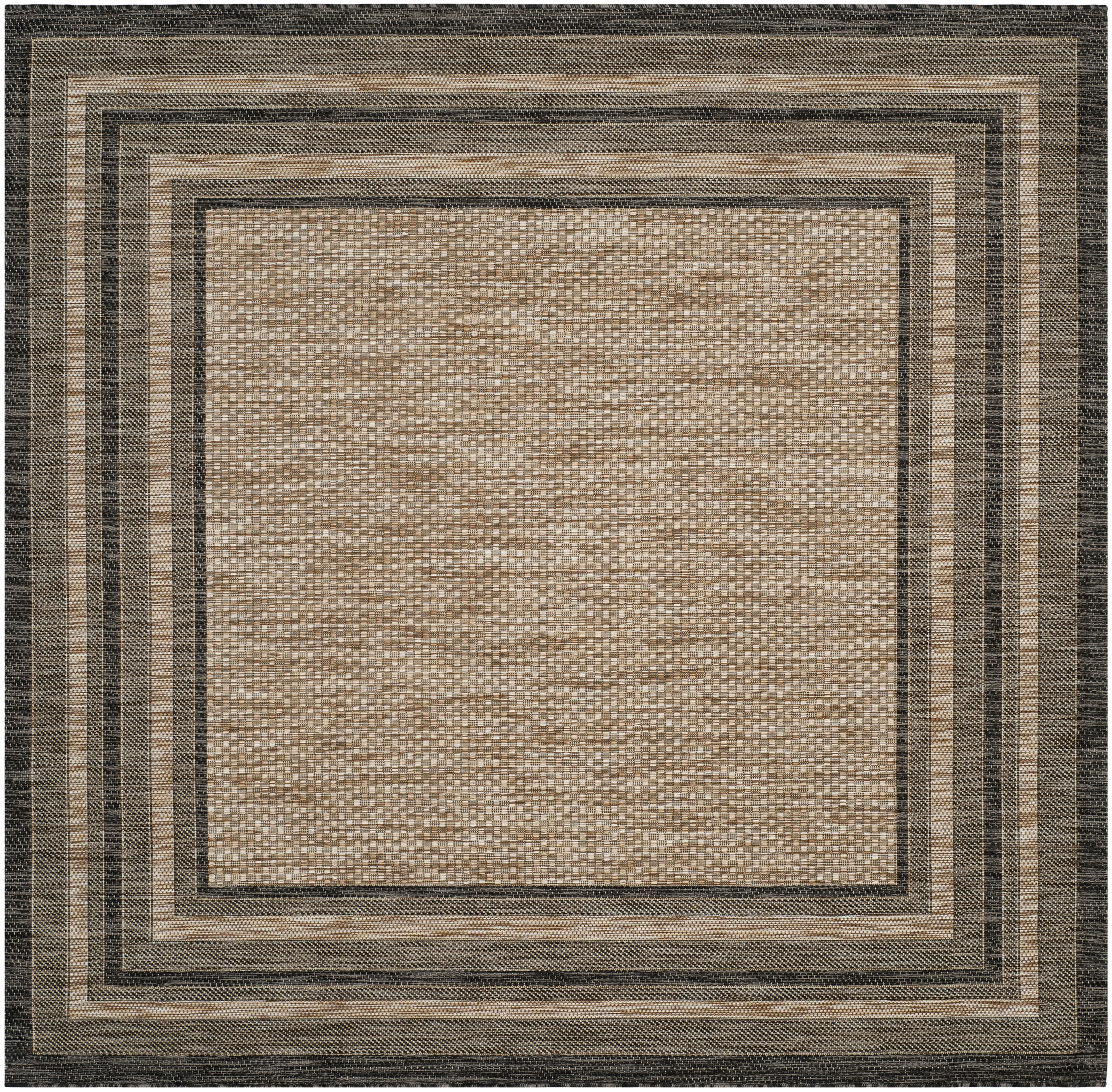 Safavieh Courtyard Ercan Bordered Indoor/Outdoor Area Rug, Natural/Black, 4' x 4' Square