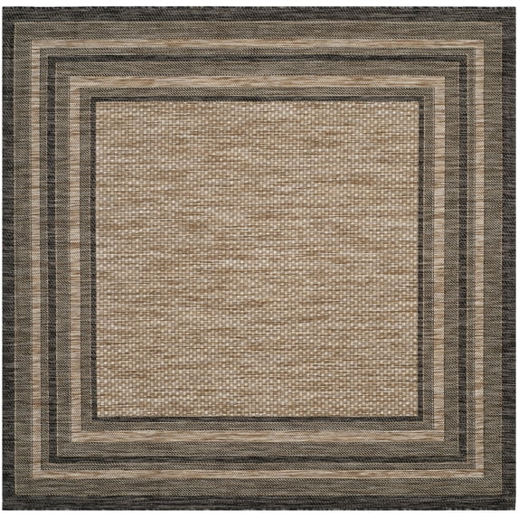 Safavieh Courtyard Ercan Bordered Indoor/Outdoor Area Rug, Natural/Black, 4' x 4' Square