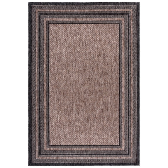 Safavieh Courtyard Ercan Bordered Indoor/Outdoor Area Rug, Natural/Black, 6'7" x 9'6"