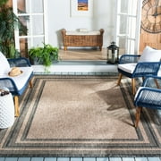 Safavieh Courtyard Ercan Bordered Indoor/Outdoor Area Rug, Natural/Black, 8' x 10'